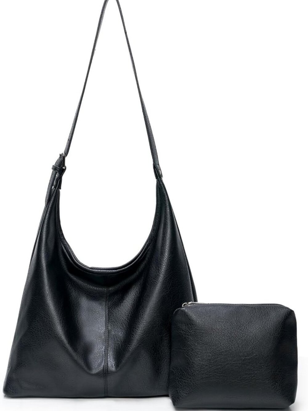 Vegan Leather Slouchy Hobo Bag for Women - Stylish Shoulder Tote with Pouch